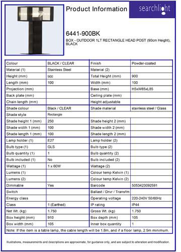 Vignette 3 produit Ref : 6441-900BK | BOX - OUTDOOR 1LT RECTANGLE HEAD borne (