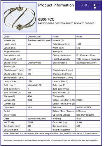 Vignette 3 produit Ref : 6500-7CC | MAGIC (DIM) 7 CURVED ARM LED Suspension,