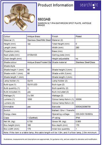 Vignette 3 produit Ref : 6603AB | SAMSON 3LT IP44 BATHROOM SPOT PLATE, Lai