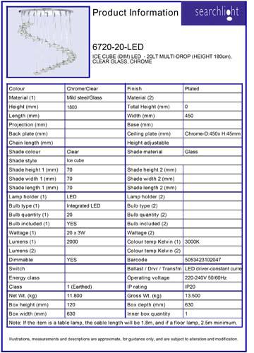 Vignette 3 produit Ref : 6720-20-LED | ICE CUBE (DIM) LED  - 20LT MULTI-DROP (H