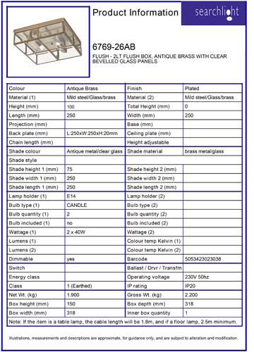 Vignette 3 produit Ref : 6769-26AB | PISA Plafonnier - 2LT Plafonnier BOX, La