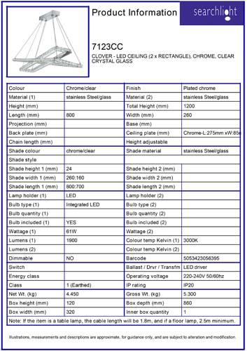 Vignette 3 produit Ref : 7123CC | CLOVER - LED CEILING (2 x RECTANGLE), CH