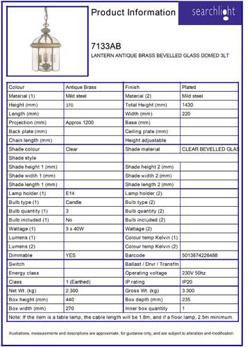 Vignette 3 produit Ref : 7133AB | BEVELLED LANTERN Laiton antique BEVELLED