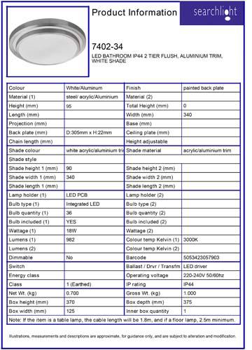 Vignette 3 produit Ref : 7402-34 | CORK LED BATHROOM IP44 2 TIER Plafonnier