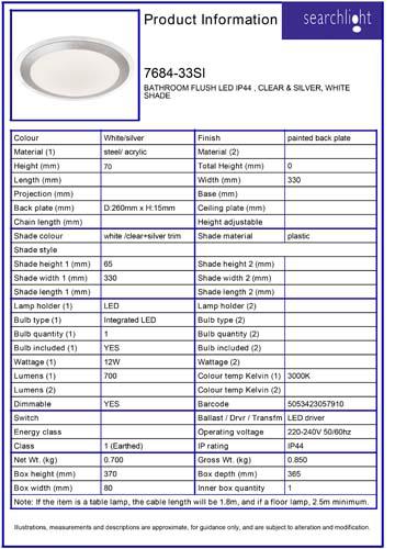 Vignette 3 produit Ref : 7684-33SI | CHESTER BATHROOM Plafonnier LED IP44 , C