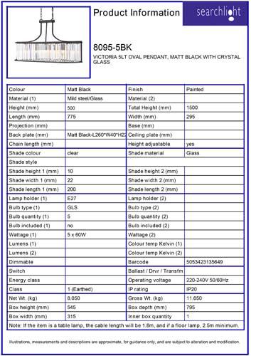 Vignette 3 produit Ref : 8095-5BK | VICTORIA 5LT OVAL Suspension, Noir Mat A