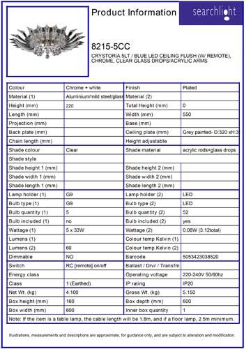 Vignette 3 produit Ref : 8215-5CC | CRYSTORIA 5LT / BLUE LED CEILING Plafonn