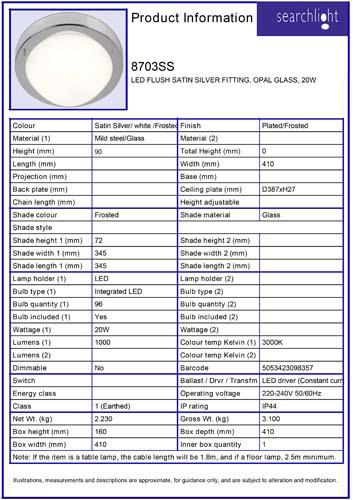 Vignette 3 produit Ref : 8703SS | GENEVA LED Plafonnier SATIN Argent FITTI