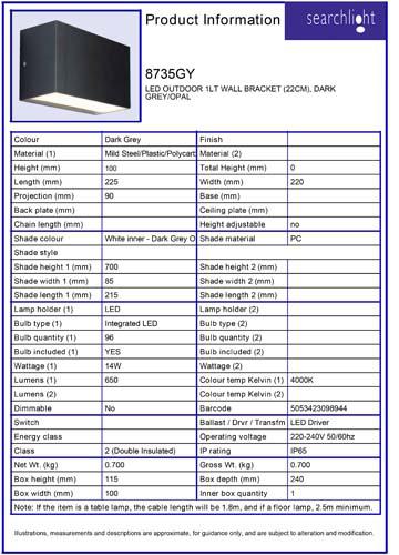 Vignette 3 produit Ref : 8735GY | COASTAL Applique Exterieure LED polyprop