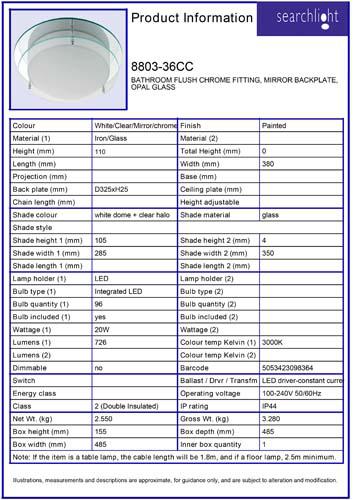 Vignette 3 produit Ref : 8803-36CC | LIMERICK BATHROOM Plafonnier CHROME FITT
