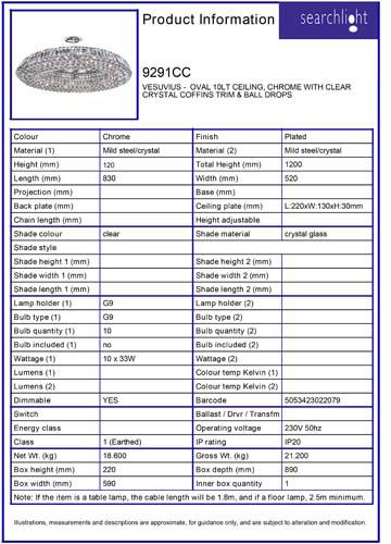 Vignette 3 produit Ref : 9291CC | VESUVIUS - OVAL 10LT CEILING, CHROME AV