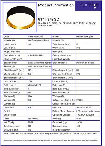 Vignette 3 produit Ref : 9371-37BGO | GIANNA 37CM 1LT LED Plafonnier CEILING L