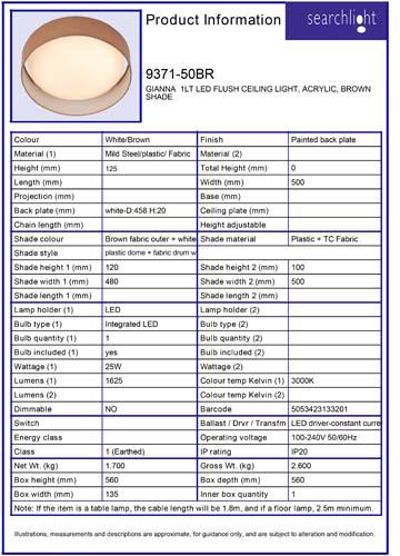 Vignette 3 produit Ref : 9371-50BR | GIANNA  1LT LED Plafonnier CEILING LIGHT