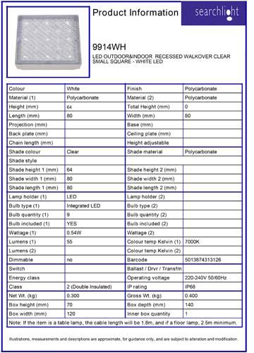 Vignette 3 produit Ref : 9914WH | EXTERIEUR LED&INDOOR  RECESSED WALKOVER