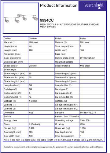 Vignette 3 produit Ref : 9994CC | MESH SPOT I & II - 4LT Spot SPLIT BAR, C