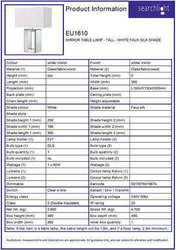 Vignette 3 produit Ref : EU1610 | MIRROR LAMPE A POSER - TALL -ABATJOUR IM