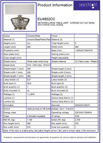 Vignette 3 produit Ref : EU4852CC | NETWORK LARGE LAMPE A POSER - CHROME CUT