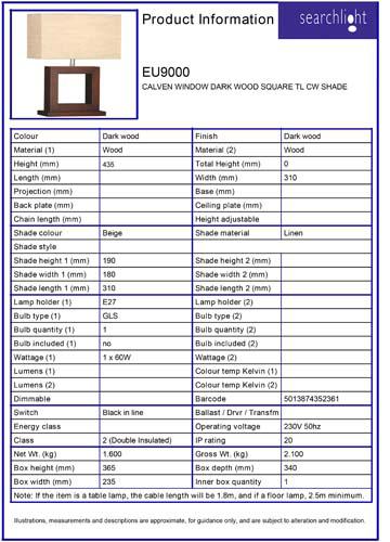 Vignette 3 produit Ref : EU9000 | CALVEN WINDOW DARK bois SQUARE TL CW SHA