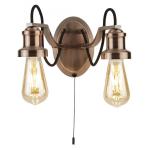 SEARCHLIGHT Olivia 2lt applique, cable tissu tresse 1062-2CU