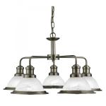 SEARCHLIGHT Bistro - 5lt ceiling, laiton antique, ve 1595-5AB