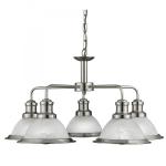 SEARCHLIGHT Bistro - 5lt ceiling, satin argent, verr 1595-5SS