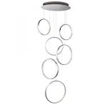 SEARCHLIGHT Rings 6 led ceiling multi-drop, chrome, 3166-6CC