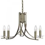 SEARCHLIGHT Ascona - 5lt ceiling, laiton antique twi 4165-5AB
