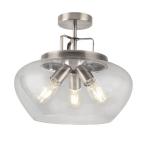 SEARCHLIGHT Boule 3lt plafonnier, satin argent/clair 8973-3SS