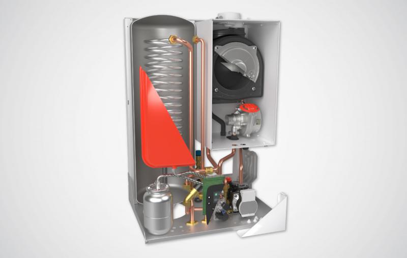 Vignette 2 produit Chaudire murale gaz  condensation. chauffage 35 kW chemine/ventouse + ECS accumule 21.9 L/Min (ballon serpentin inox de  45L Hydro Serenity intgr) | Ref : 021346